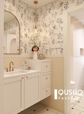 趣所 法式复古卫生间瓷砖花砖400x800奶油风浴室厕所厨房墙砖地砖