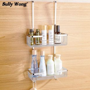 304不锈钢丝 卫生间浴室长方形双层带钩肥皂门板挂网篮置物架挂件