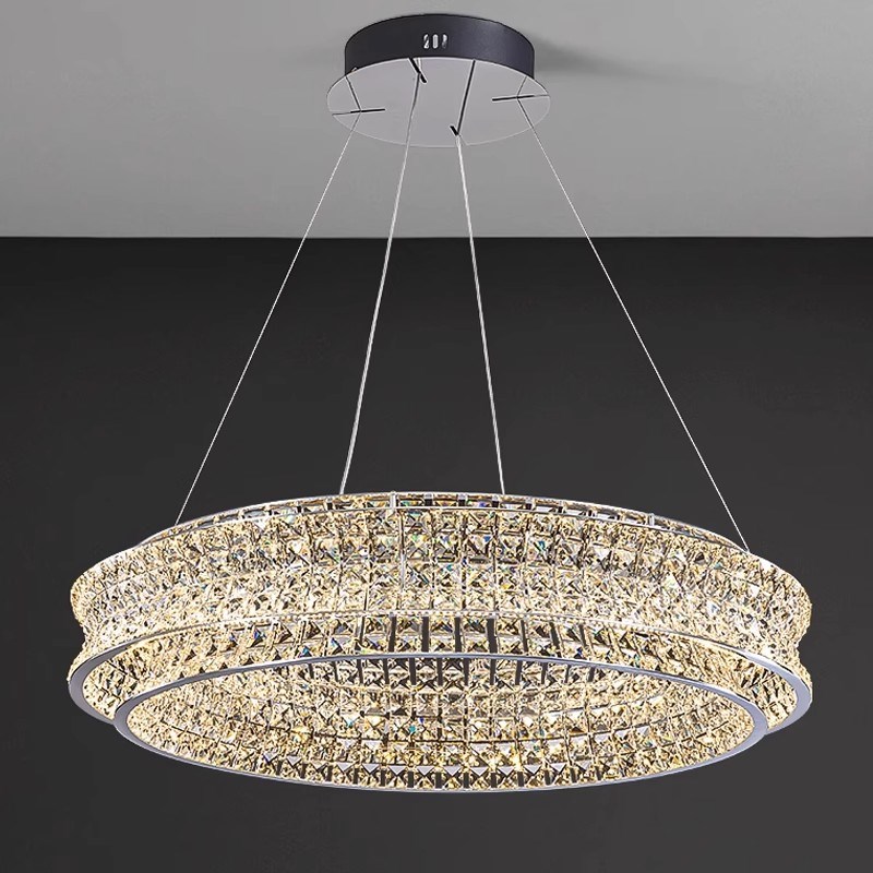 水晶灯客厅简约h现代大气奢华客厅灯新款圆形意式轻奢卧室餐厅灯