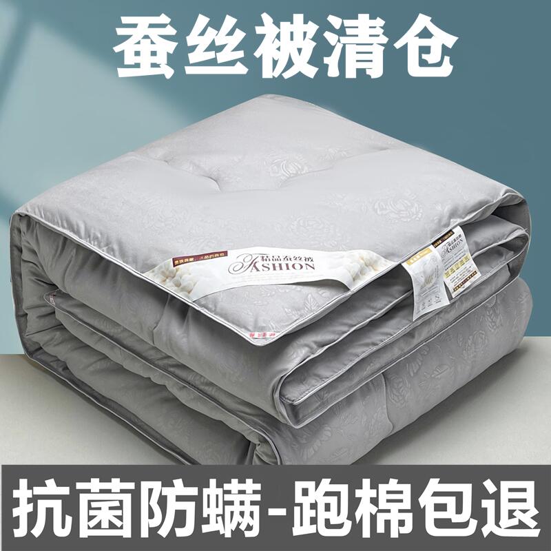 全棉蚕丝被100%桑蚕丝春秋被空调被学生被子N被芯双人加厚10斤冬