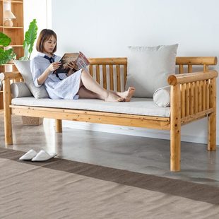 实木罗汉沙发床日式原木复古双人中式客厅柏木家具蜀南居家居