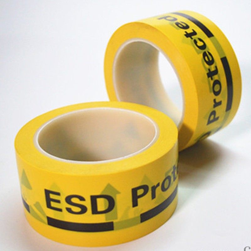 防静电警示英文版地板胶带PVC黄色标识警示胶带车间静电区域警示