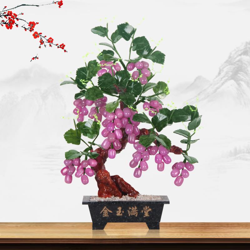 玉石摆件客厅装饰品家居创意中国风摆设盆景玉器工艺品葡萄摆件
