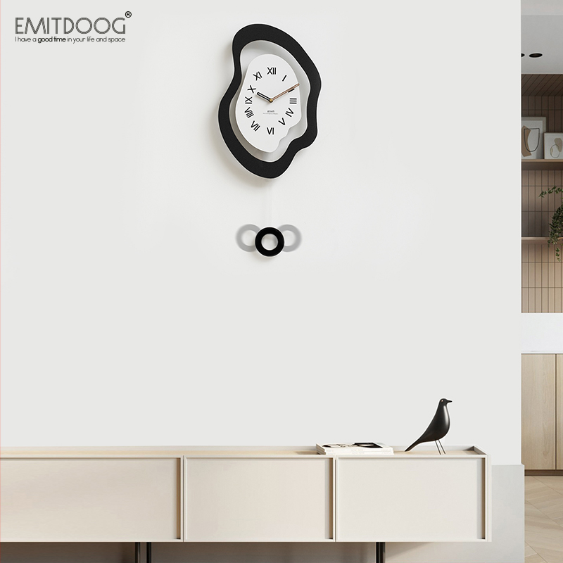 EMITDOOG免打孔网红轻奢挂钟客厅现代简约餐厅艺术大气创意时钟表