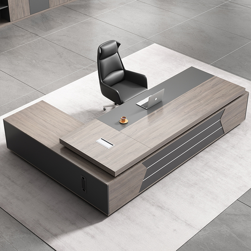 几何型老板桌 办公桌椅组合简约现代大班台总经理总裁单人办公室
