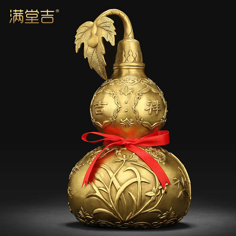 铜葫芦摆件大号开口纯铜八卦风水葫芦客厅家居招财摆设装饰品聚财