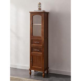 实木小斗柜迷你简易夹缝收纳柜超窄床头柜带门窄柜小户型储物柜子