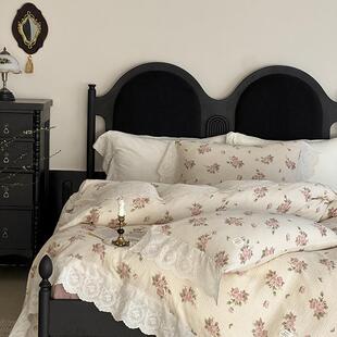 2025新款色织全棉绉纱双层纱四件套纯棉被套法式复古风亲肤床品