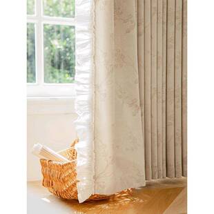 昕璧辉淡奶油杏色花提法LQW式窗帘202新款卧室美子式复轻奢窗古帘