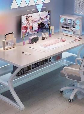 竞白色电桌台ZEN式家脑用办公出租屋简易桌子习卧室学书桌简约电