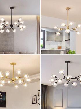 北欧轻客厅魔玻璃吊灯奢灯卧室饭豆厅美式铁79019艺枝形泡泡球具