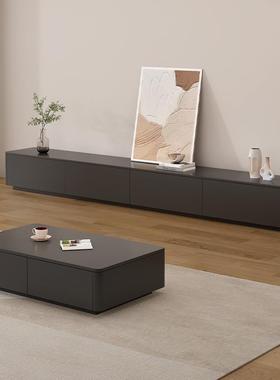 lfn电视柜简约现代客厅家用小户型圆角落地式奶油风实木茶几电新