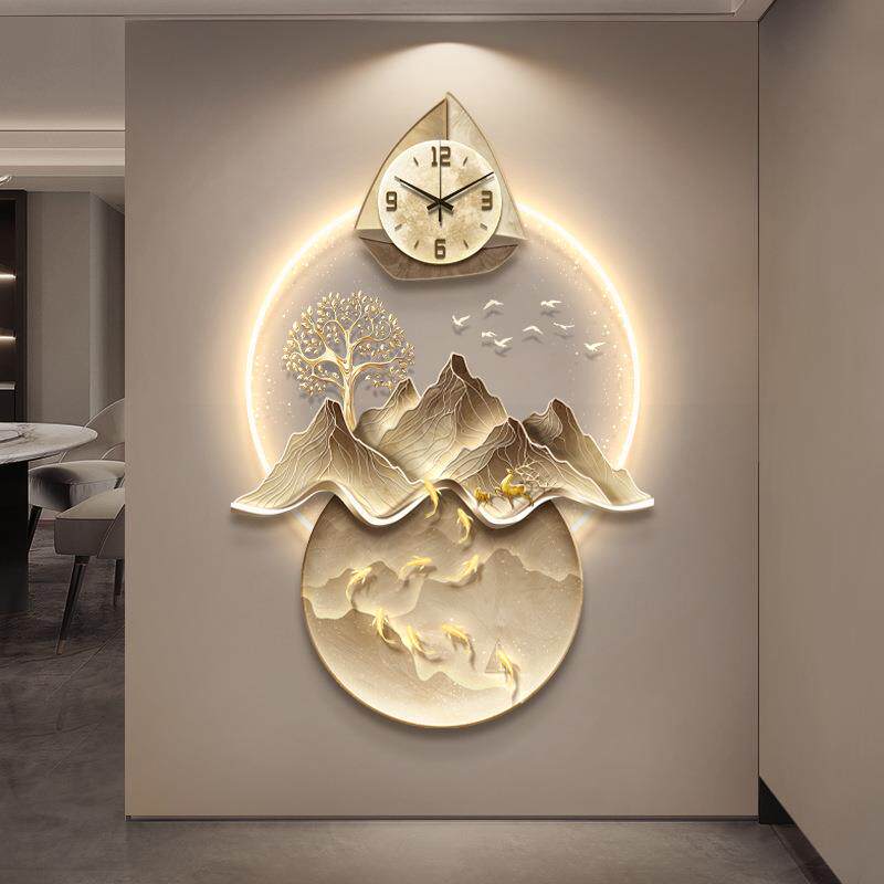 金山玄关装饰画入户进门过道走廊大气轻奢高档挂画楼梯拐角钟表画