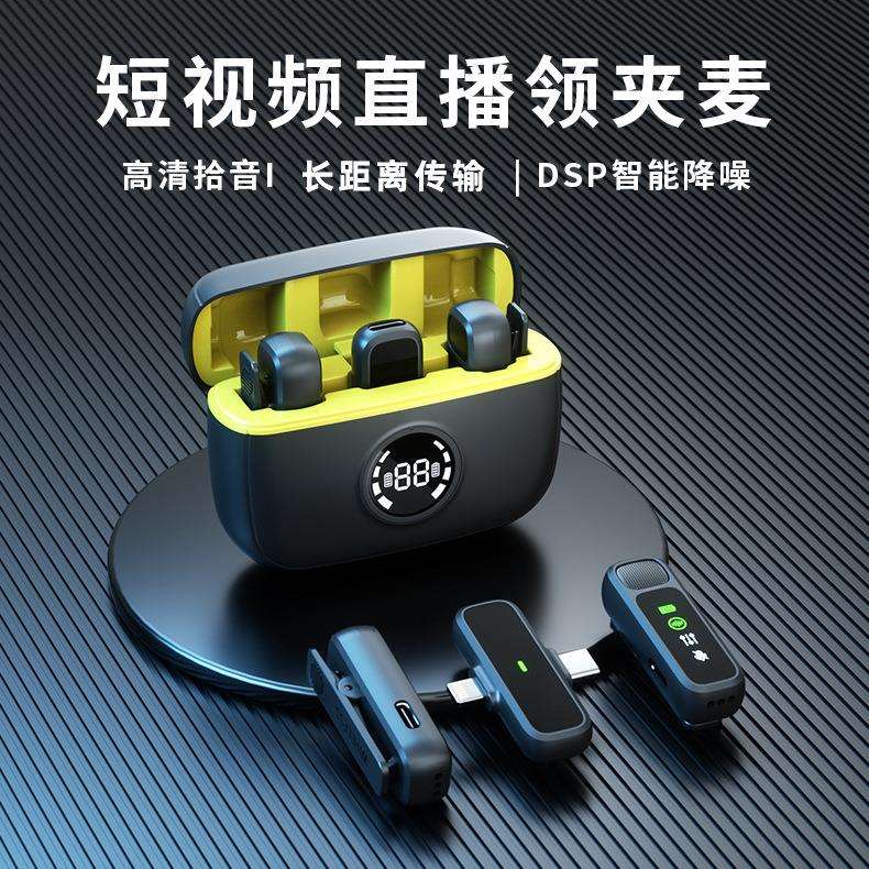 新品私模K30一拖二带数显平果安卓通用无线领夹麦克风直播领夹麦
