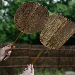 茶杆竹笋壳扇 家用夏天蒲扇老式团扇古风文人扇茶道用具