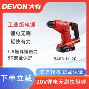 大有5403锂电冲击钻充电式无刷无线轻型电锤工业家用电动工具电钻