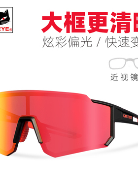 CATEYE猫眼骑行眼镜变色偏光近视男女款户外防风沙运动自行车装备