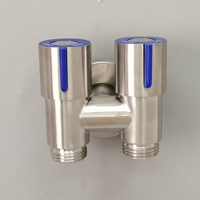 304不锈钢一进二出双开关两用三角阀马通进水阀冷热水三通开关