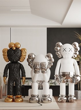 梦莎电镀咔咔熊雕塑芝麻街公仔轻奢KTV客厅酒吧芝麻街落地大摆件