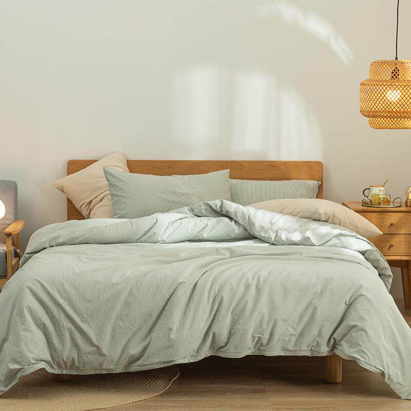 加厚水洗纯棉床上四件套学生宿舍全棉三件套床单被套四季通用纯色