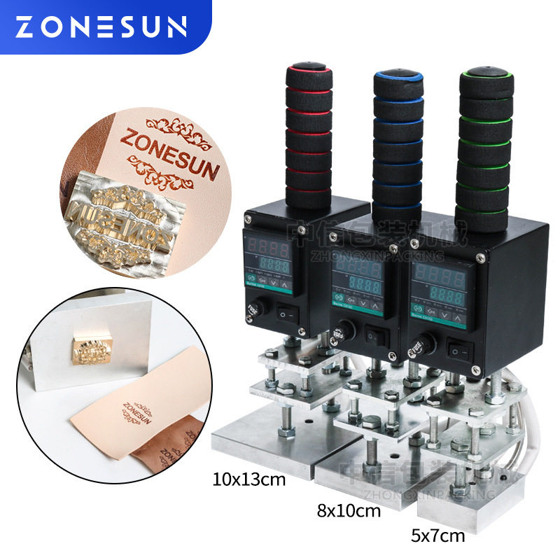 ZONESUN500w手持小型烫金机皮革压花烙木烫印LOGO商标压痕压唛机