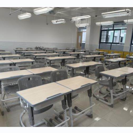 中小学生课桌椅单人可调节高度桌椅培训机构中纤板课桌椅