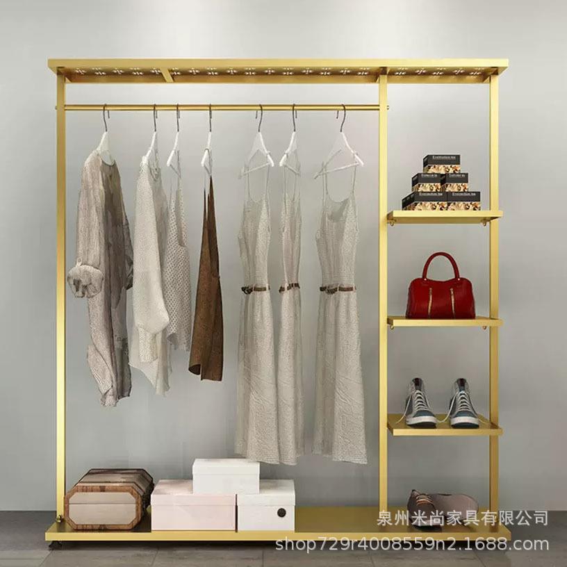 服装店展示架铁艺衣架落地式卧室挂衣架衣帽架欧式简易挂包衣服架