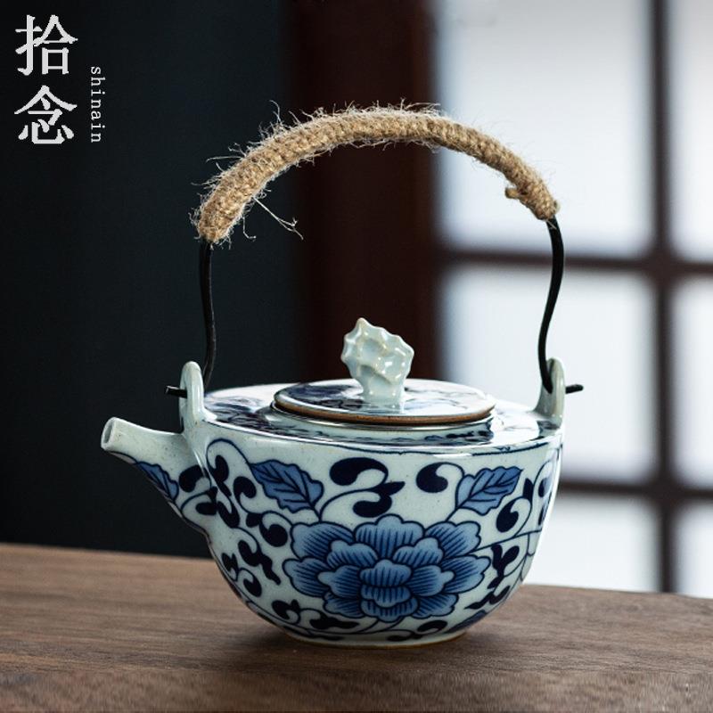 拾念青花瓷缠枝莲提梁壶陶瓷家用茶壶茶具泡茶壶大号单壶茶水壶