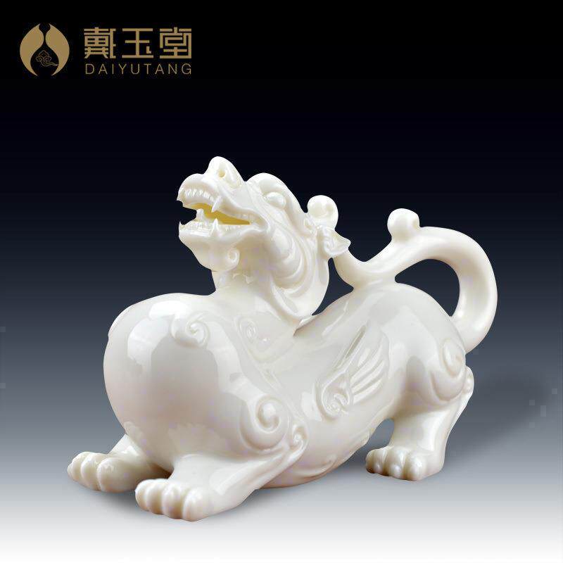 戴玉堂德化白瓷汉白玉瓷貔貅一对公母皮丘陶瓷家居工艺装饰品摆件