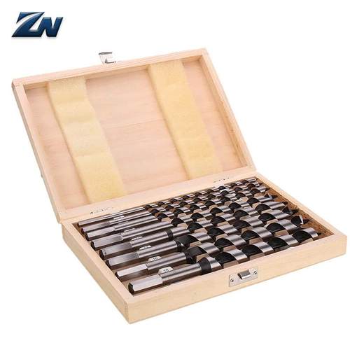 8件套木盒装木工支罗钻230长度6-20mm木工螺旋钻头组合深孔钻头