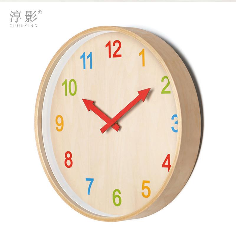 早教学习静音挂钟客厅家用卧室钟表儿童房2021新款挂墙免打孔时钟