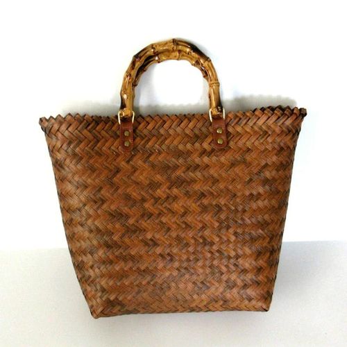 新材料仿竹编织篮编织筐手提购物篮野餐篮田园手工收纳篮手提菜篮