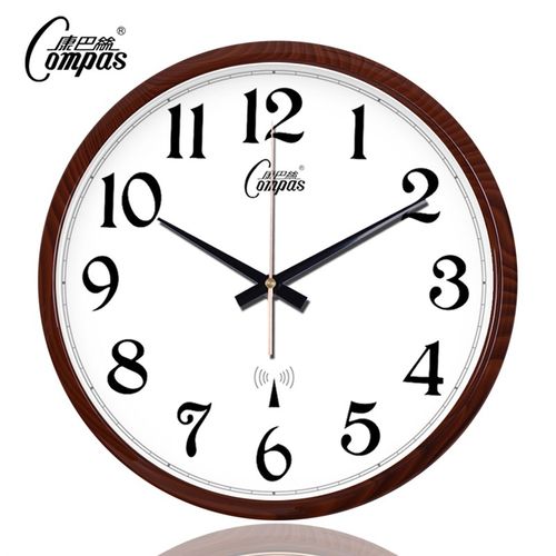 康巴丝挂钟客厅办公大壁钟静音扫瞄现代电波钟时钟自动追时挂表