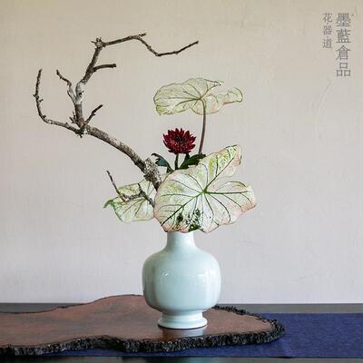 小原豆流日青瓶花瓶花器瓶花文人调投入花中XYL0130式式花道底插