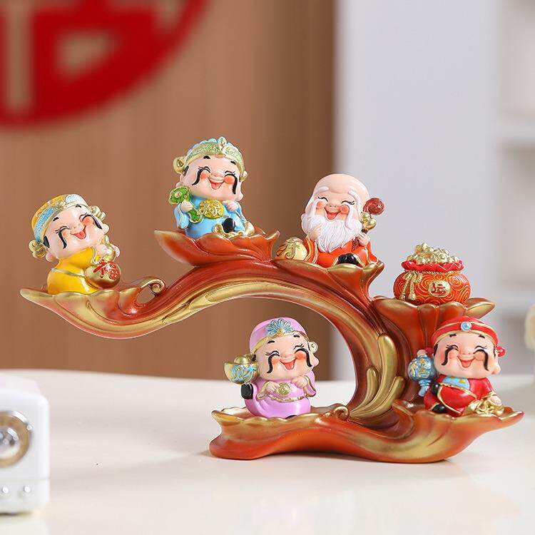 喜2652乐五家福财品神福禄寿喜摆件用办公室客厅电装视柜饰乔迁礼