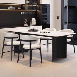 意式岩板组餐桌桌椅桌合椅家用现代简约小户型长YTD方餐形饭桌桌