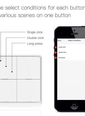 zig控b随e场景开关无线4键意贴床4键zigbe头开关手机远程制白色e