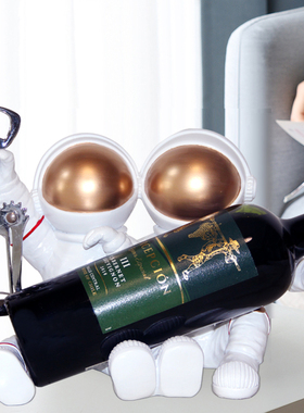 轻奢太空人斜放红酒架子玄关客厅酒柜装饰品现代简约家居乔迁礼物