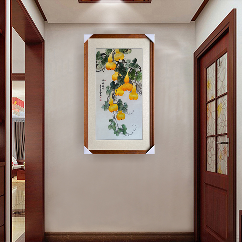 苏绣成品挂画葫芦福禄临门五福临门纯手工刺绣品家庭玄关装饰壁画