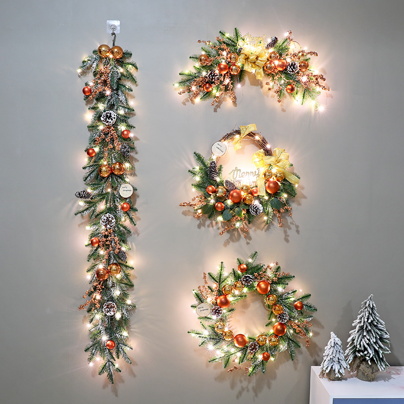 圣诞节装饰品圣诞花环藤条藤圈门挂客厅柜台墙挂挂件橱窗场景布置