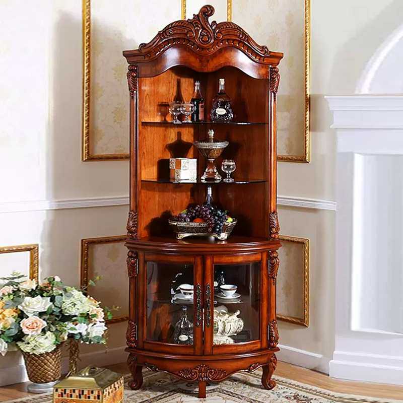 美式角柜墙角柜客厅实木三角欧式角落柜酒柜转角置物架卧室储物柜
