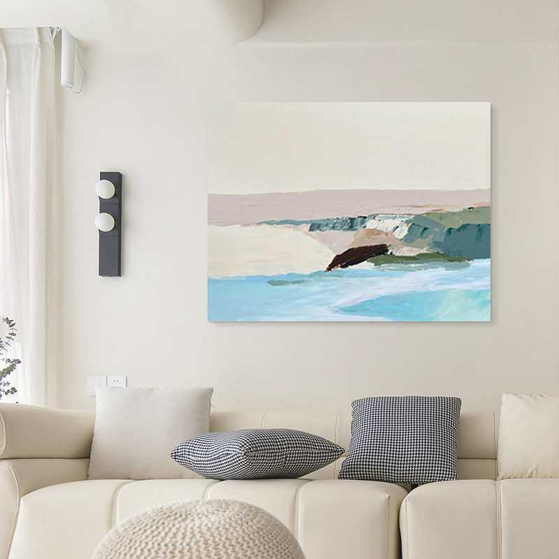 现代手绘画客厅卧室床头无框画风景风景装饰画酒店大堂走廊