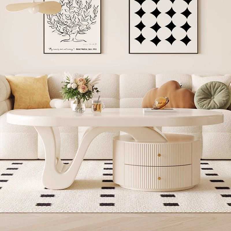 奶油风法式茶几个性边几现代简约茶几桌设计师实木客厅家用小户型