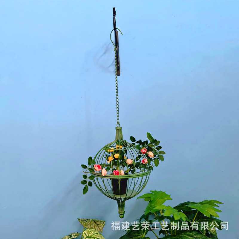 欧式铁艺吊篮悬空花盆户外花园装饰专用绿萝月季兰收纳花架子庭院