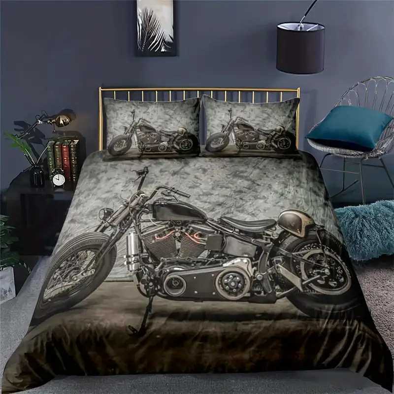 3D跨境三件套欧美尺寸越野摩托被套外贸家纺床上用品套件厂家直销