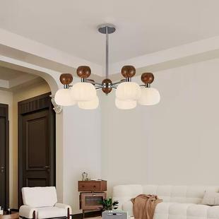 全光法谱141灯式护眼客厅吊灯新中式瓜餐厅创意复古胡桃南木色主