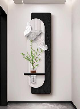 厅蝴蝶JS293玄关装饰画瓶绿植高过级感客走花廊道壁画黑白灰水培