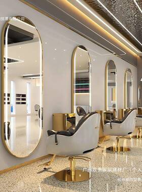 烫理发店镜台发廊专用不锈钢美镜子墙UIT单面发双面落地剪发染大