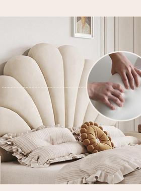 奶绒油系花瓣床小PNL户型次卧双床法式轻奢布艺科技污防水人防轻