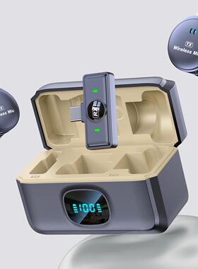 52Q802工年新款08磁吸圆形无线Q领夹麦克风数显收音清晰深度降噪